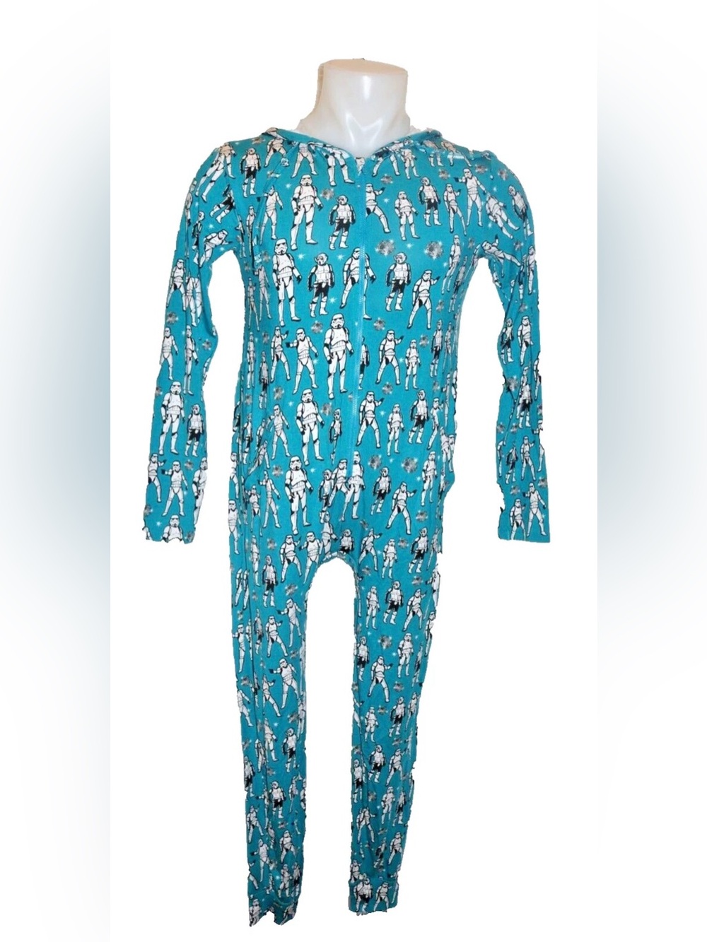 MeUndies Bodysuit Star Wars Print One Piece Unisex M/L Zip Up Pajama Pant Teal